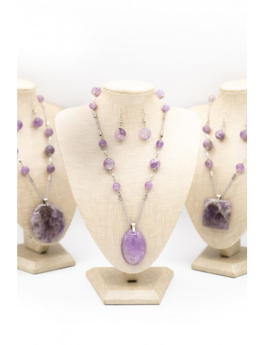 Collier et boucle d'oreille en Amethyse